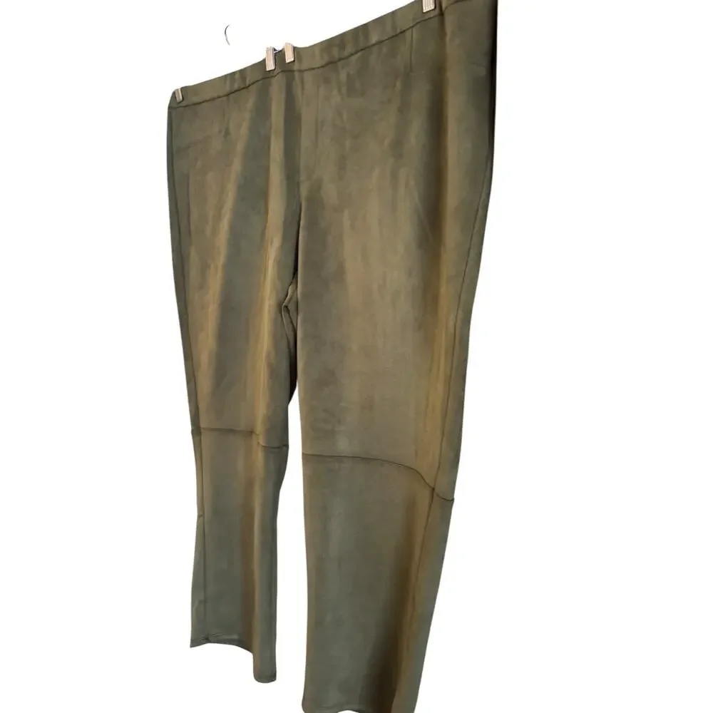Isaac Mizrahi Live! Women’s Faux Suede Straight Ankle Pants Size 32W Olive